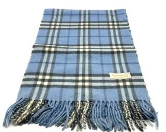 Burberry Blue Tartan Pure Cashmere Scarf - Authentic