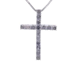 0.50 Carat Diamond Classic Cross Pendant Necklace