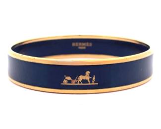 Hermès Blue Enamel Bangle Bracelet