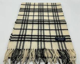 Burberry Cream & Black Checkered Cashmere Scarf - Authentic