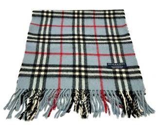 Burberry Light Blue Classic Check Lambswool Scarf - Authentic