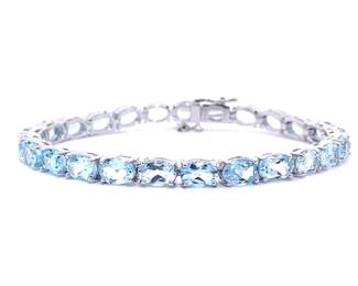 Vivacious 15+ Carats! Oval Blue Topaz Tennis Bracelet