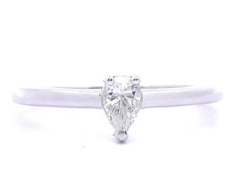Timeless 0.25 Carat Diamond Pear Solitaire Ring in 14k White Gold