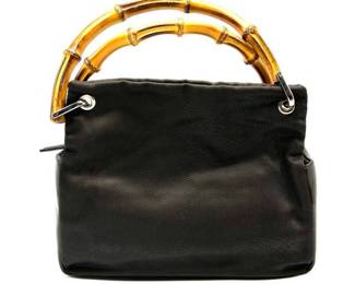 Gucci Brown Bamboo Nylon x Leather Bag - Authentic