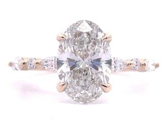 2.81 Carat Oval, Marquise & Round Brilliant Diamond Engagement Ring in 14k Yellow Gold