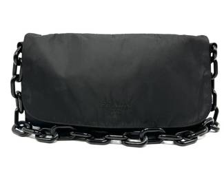 Prada Black Tessuto Nylon Plastic Chain Shoulder Bag - Authentic