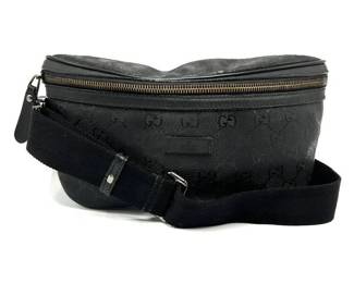 Gucci Black GG Pattern PVC Waist Bag - Authentic