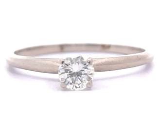 0.33 Carat Round Diamond Classic Solitaire Ring in 14k White Gold