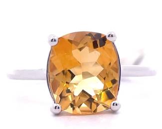 Bold & Vibrant 3 Carat Citrine Solitaire Ring in White Gold