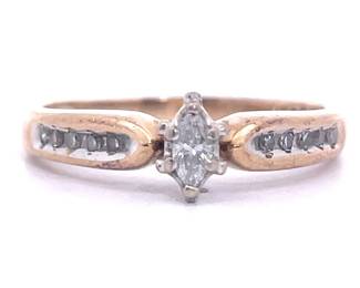 Marquise Center & Channel Diamond Ring in 14k Yellow Gold