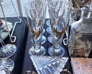 Deerhead accented stemware