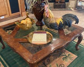 Glass and wood coffee table