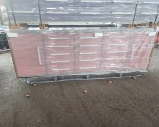 Unused 2024 Steelman 10FT-15D-2 Red Work Bench with 15 Drawers & 2 Cabinets.  112x26x39 inch.