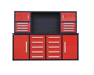 Unused 2024 Steelman 7FT-18D Red Work Bench with 18 Drawers.  86x23x39 inch