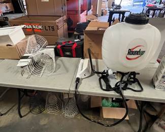 High  Intensity overhead lights, sprayer