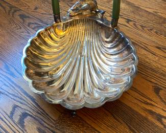 Silver Shell Bowl with Fish Motif