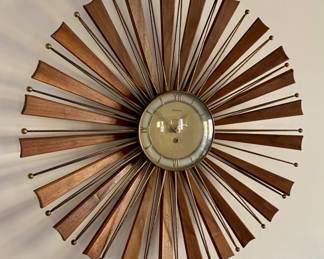 Mid Century Sunburst Clock