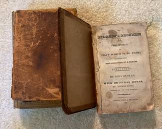 Vintage Leather Bound books.  1837 Pilgrim's Progress
