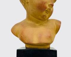 Vintage Frol De Luca Inc. Signed R.C Ve Det Terracotta Infant Head Bust Wood Base
