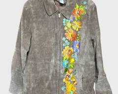 Beautiful Vintage Bob Mackie Wearable Art Suede Embroidered Womens Jacket Size L
