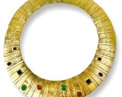 Vintage Les Bernard Egyptian Revival Collared Statement Necklace
