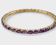 17 Grams Fine Gilt Sterling Silver Amethyst Stone Bangle Bracelet
