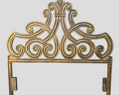 Vintage Hollywood Regency Style Painted Metal Scrolled Headboard
