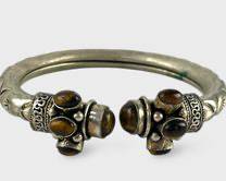 Tribal Silver Alloy Tigers Eye Statement Cuff Bracelet Yurman Style
