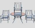 Vintage Fantastic Hollywood Regency style Metal and Glass Patio Table with 5 Chairs - Matches Lot 1328
