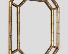 C. EDWARDS Hollywood Regency Style Faux Bamboo Gilt Wood Wall Mirror
