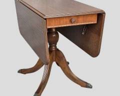 Vintage Duncan Phyfe Style Dropleaf Dining Table Lion Paw Brass Feet
