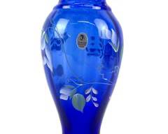 Beautiful Cobalt Blue Fenton Vase With Handpainted Floral Design. Signed By Artist
