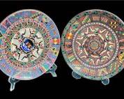 Art Pottery Aztec Terra-Cotta Clay Peruvian Linear- Geometrical Decorative Wall Hanging Plates
