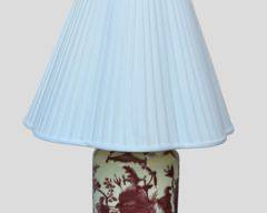 Lovely Vintage Chinoiserie Ceramic Lamp on Wood Base

