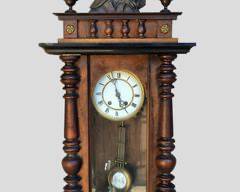 Antique German Porcelain Face Hand Carved Eagle Bird Wall Clock
