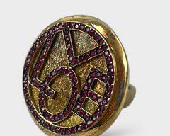 Fine Gilt Sterling Silver Gemstone Love Statement Ring Size 8.75
