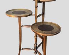 BRANDT FURNITURE Cherry Muffineer Stand Leather Inserts Faux Bamboo Legs
