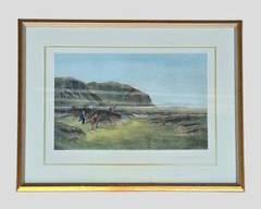 Print of DOUGLAS ADAMS Painting "A Difficult Bunker" London Published 1894 by HENRY GRAVES and CO. THE PROPRIETORS" in Gilt Wood
