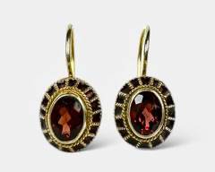 Vintage Gilt Sterling Silver Garnet Earrings.
