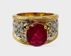 Gilt Sterling Silver Red Gemstone Ring 7

