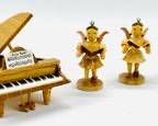 Vintage German Erzgebirge Hand Carved Wooden Orchestra Angels Figurines And Piano
