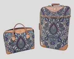 2 Vintage Hartman Luggage Pieces, 1 Overnight Bag, 1 Small Rolling Bag Tapestry With Leather Trim

