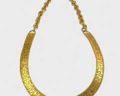 MMA Egyptian Revival Gold Tone Statement Collar 16 Inch Necklace
