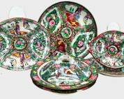 Vintage Andrea Asian Rose Medallion Plates and Bowls With Lid
