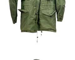Vintage Vietnam/Korean War Era US Military Unopened Paratroopers Parachute With Original Stopwatch, M1 Carbine Clip Satchel, Equipment Bag and Army Green Field Coat
