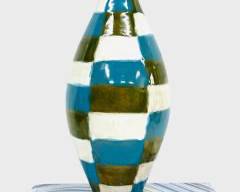 Vintage Global Views Glazed Art Pottery Vase and West Elm Carb P2 Compliant TRinket Box MCM
