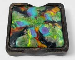 Fantastic MCM Mid Century Modern Enameled Top Wooden Trinket Box
