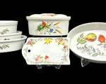 Vintage Cordon Bleu France, Ribbed, Circle & Oval Casserole Porcelain Baking Dishes and Andrea by Sadek Porclian Cheese Plate Board ??

