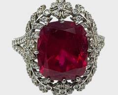 Fine Sterling Silver Red Gemstone Ring Size 10
