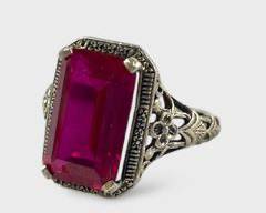 Fine Sterling Silver Ruby Colored Gemstone Statement Ring Size 8.5
